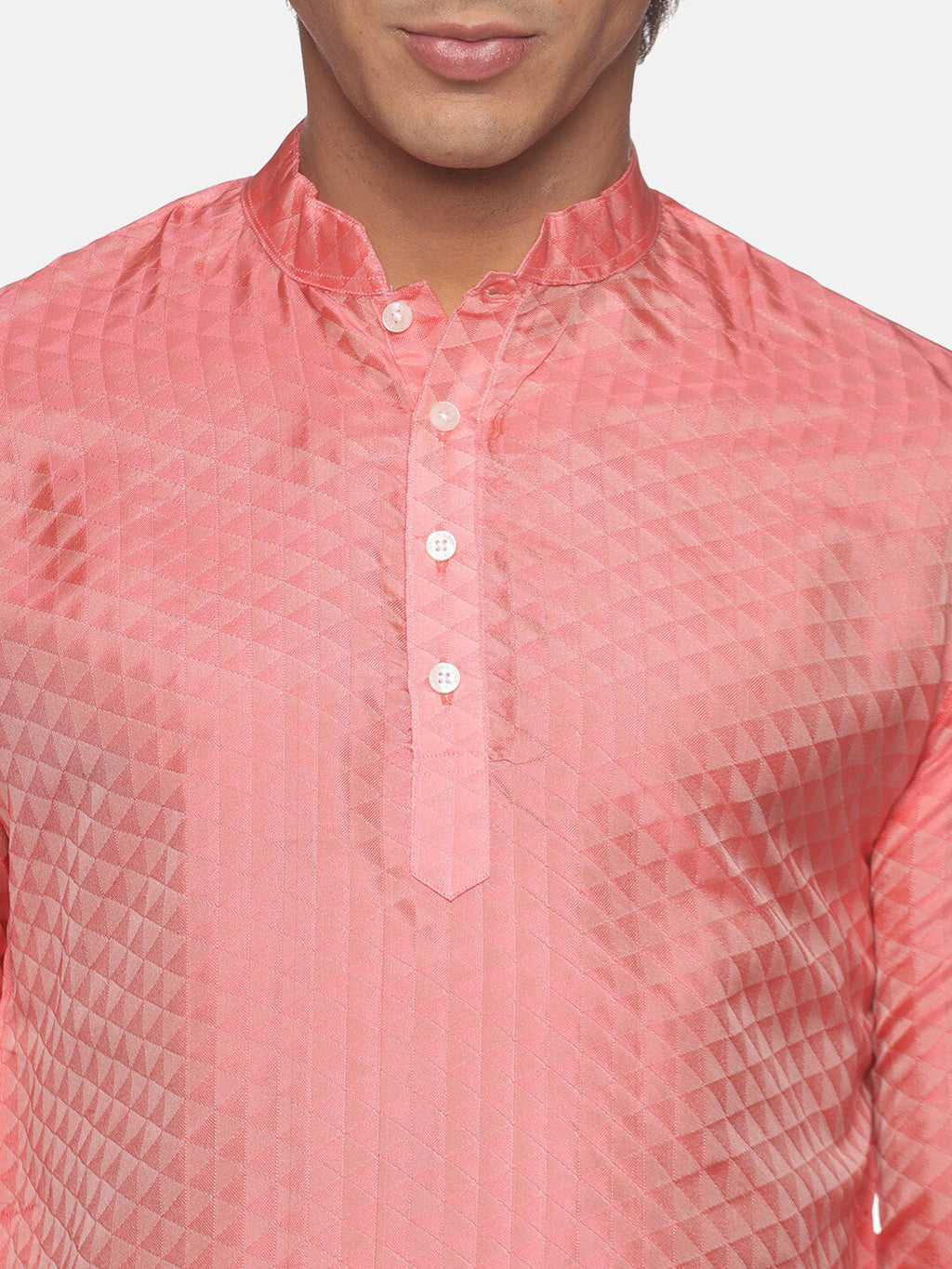 Sethukrishna Men Peach-Coloured Kurta with Pyjamas | Grocsy