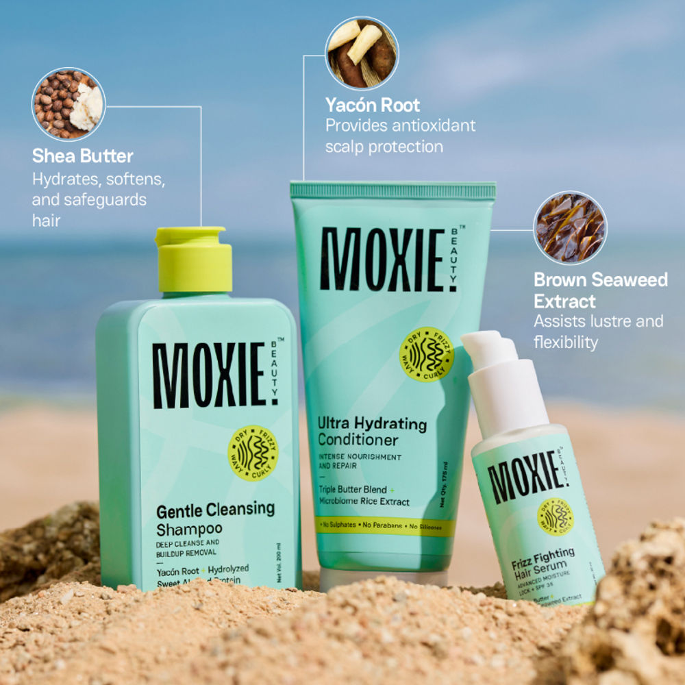 Moxie Beauty Ditch-The-Frizz Trio - Shampoo, Conditioner & Hair Serum | Grocsy