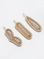 Panash Women Set of 3 Gold-Toned & White Pearls Embellished Bobby Pins | Grocsy