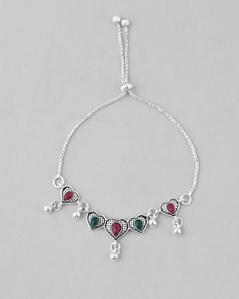 VOJ Set of 2 Traditional Heart Shaped Designer Anklet | Grocsy