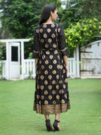 Juniper Women Black Rayon Printed Jacket Style Dress | Grocsy