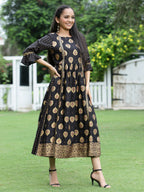 Juniper Women Black Rayon Printed Jacket Style Dress | Grocsy
