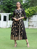 Juniper Women Black Rayon Printed Jacket Style Dress | Grocsy