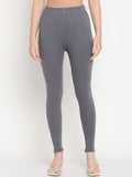 TAG 7 Women Grey Solid Cotton Ankle-Length Leggings | Grocsy