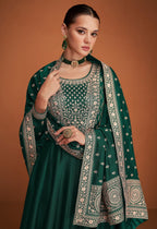 Anaita Green Designer Embroidered Heavy Premium Silk Anarkali Suit | Grocsy