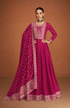 Anaita Pink Designer Embroidered Heavy Premium Silk Anarkali Suit | Grocsy