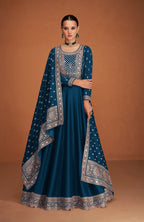 Anaita Navy_Blue Designer Embroidered Heavy Premium Silk Anarkali Suit | Grocsy