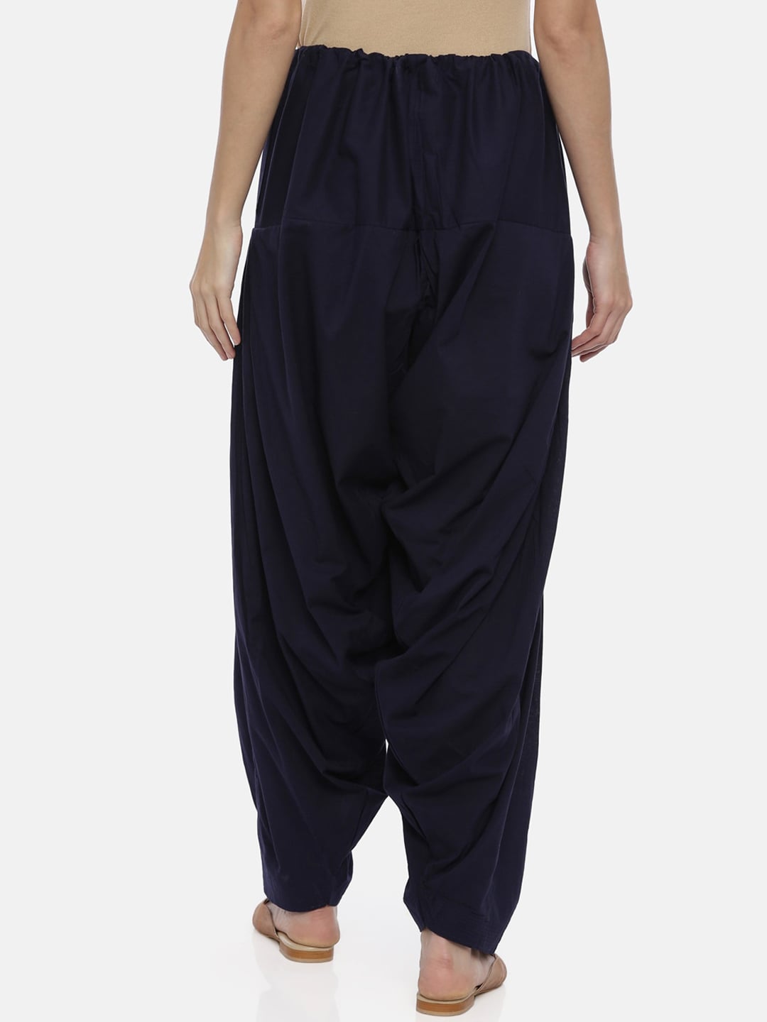 Souchii Navy Blue Solid Regular-Fit High-Rise Patiala | Grocsy