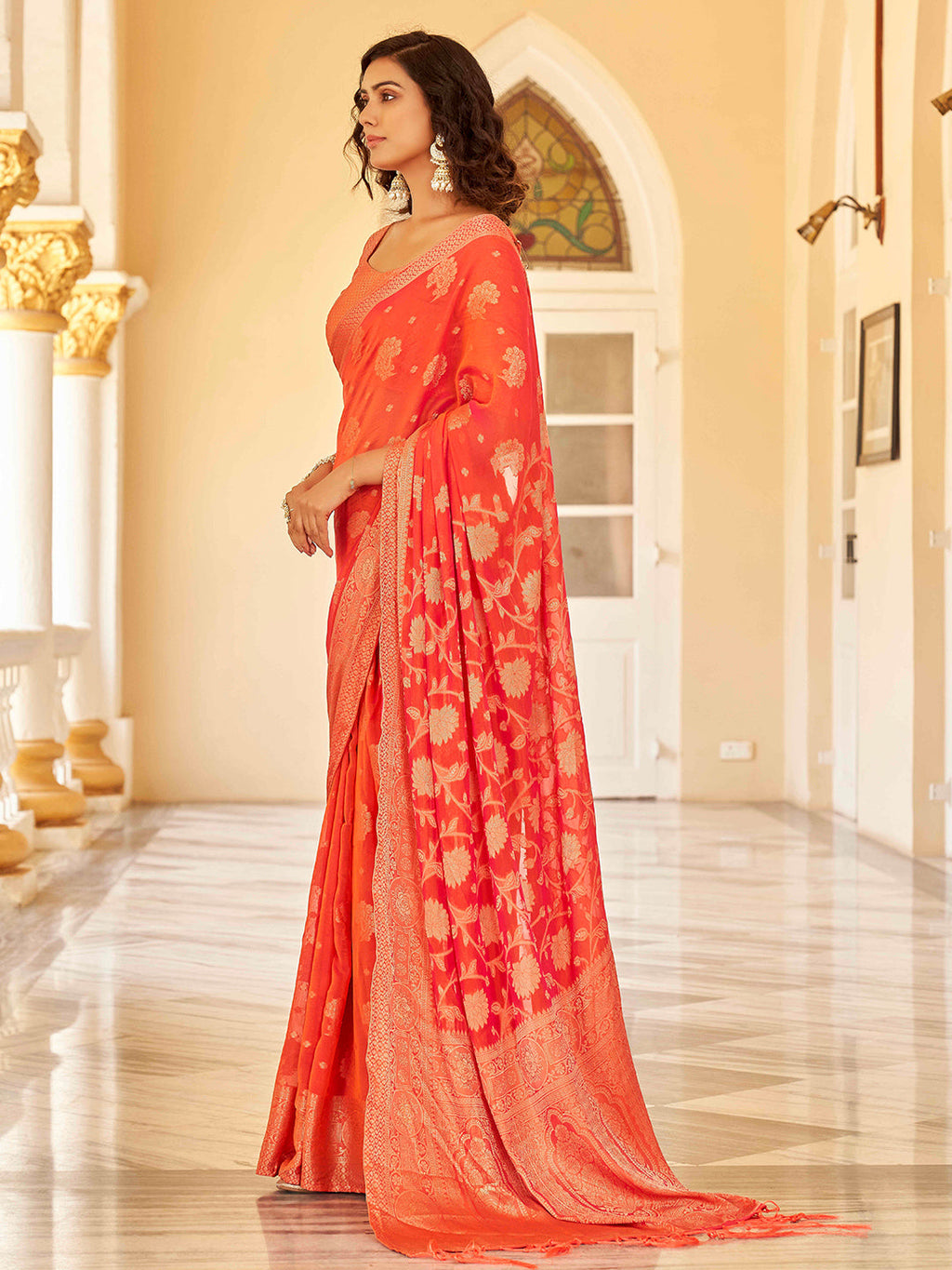 Tikhi Imli Ethnic Motifs Zari Art Silk Saree | Grocsy