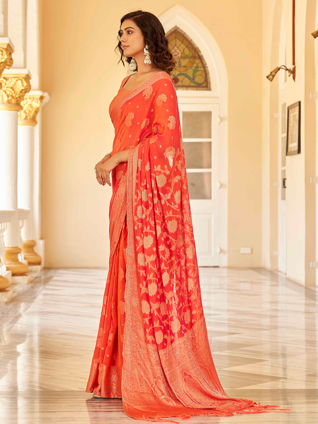 Tikhi Imli Ethnic Motifs Zari Art Silk Saree | Grocsy