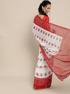 Saree Mall Geometric Poly Chiffon Saree with Printed border | Grocsy