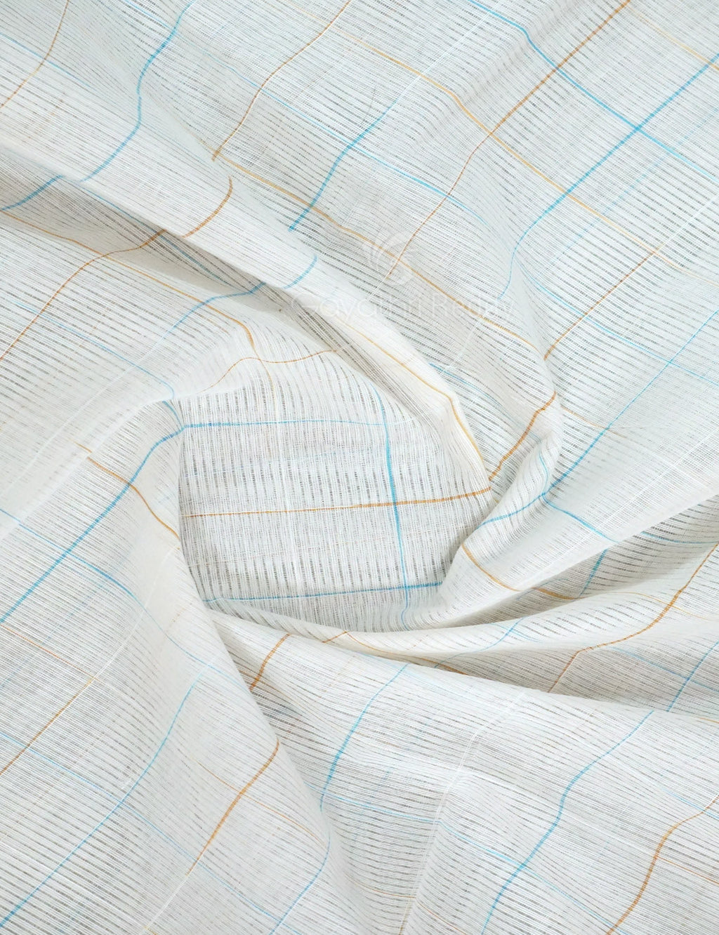 Dual Shade of Milk White And Sky Blue Pure Mangalgiri Cotton By Gayathri Reddy Designer Studio | Grocsy