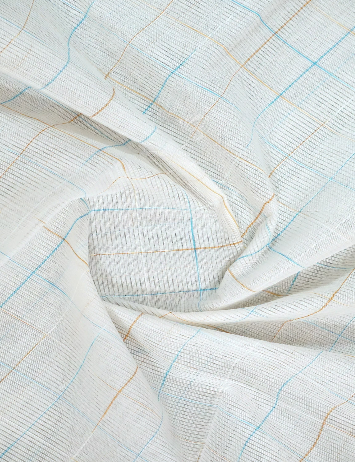 Dual Shade of Milk White And Sky Blue Pure Mangalgiri Cotton By Gayathri Reddy Designer Studio | Grocsy