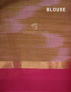 Dual Shades of Parrot Green And Pink Mangalagiri Ikkat Cotton Saree By Gayathri Reddy Designer Studio | Grocsy