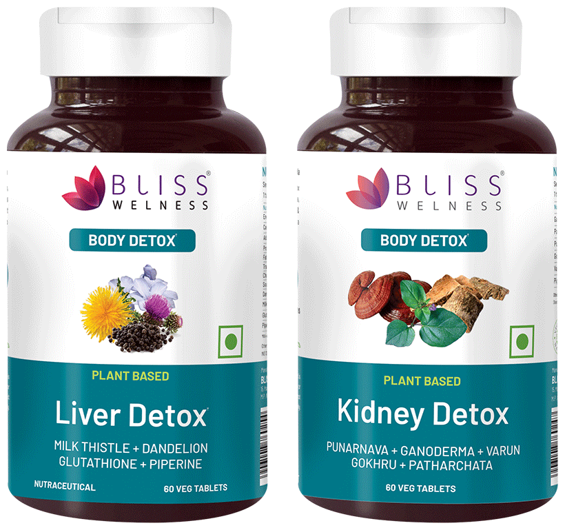 Bliss Welness Combo Pack of Body kidney & Liver Detox Veg Tablet | Grocsy