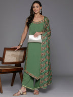 Ahalyaa Women's Traditional wear Kurta Set - Sage Green | Grocsy