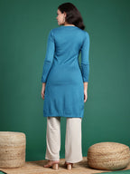 Sangria Floral Printed Knitted Kurta | Grocsy