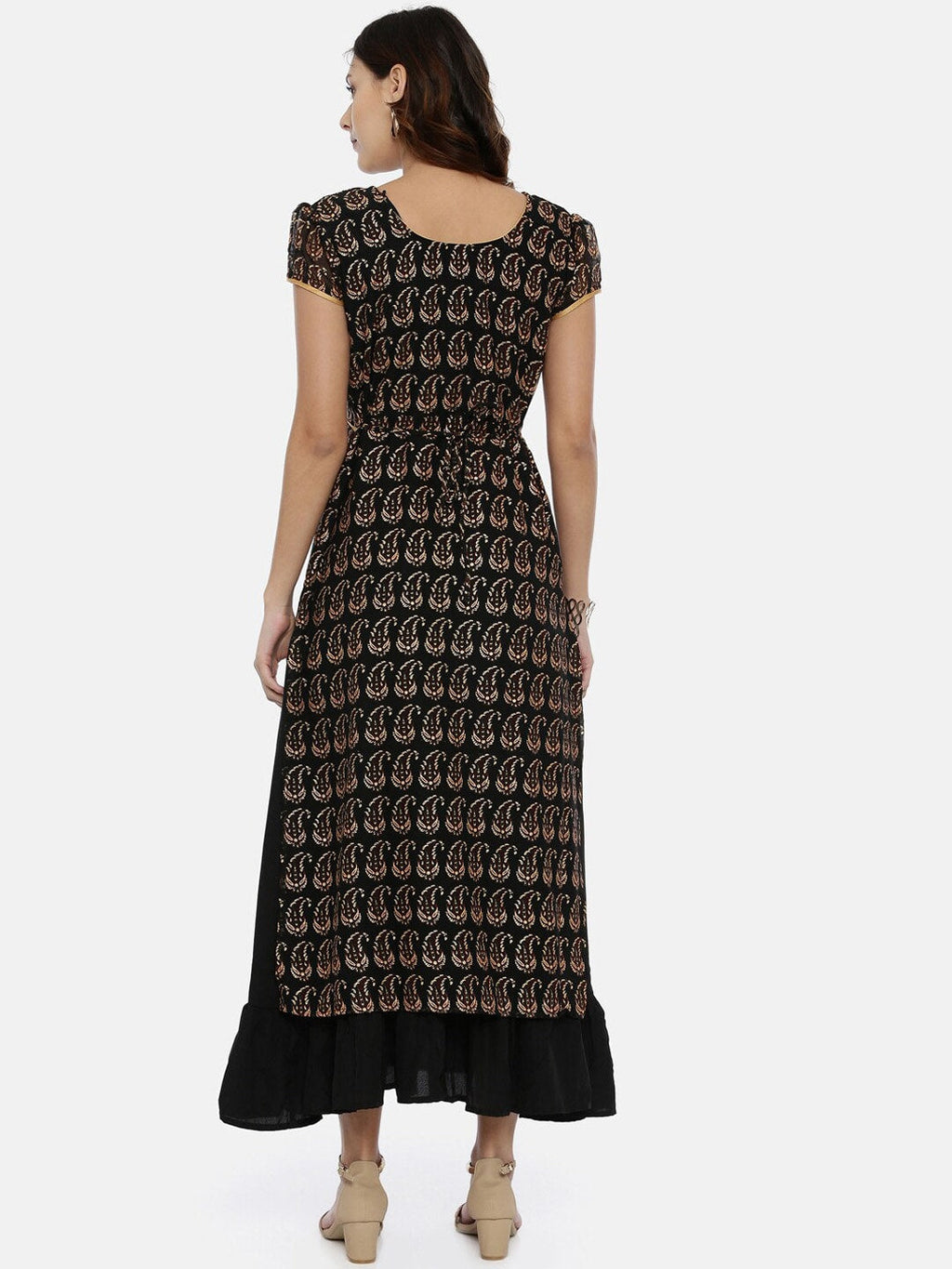 Souchii Black & Yellow Printed Maxi Dress | Grocsy