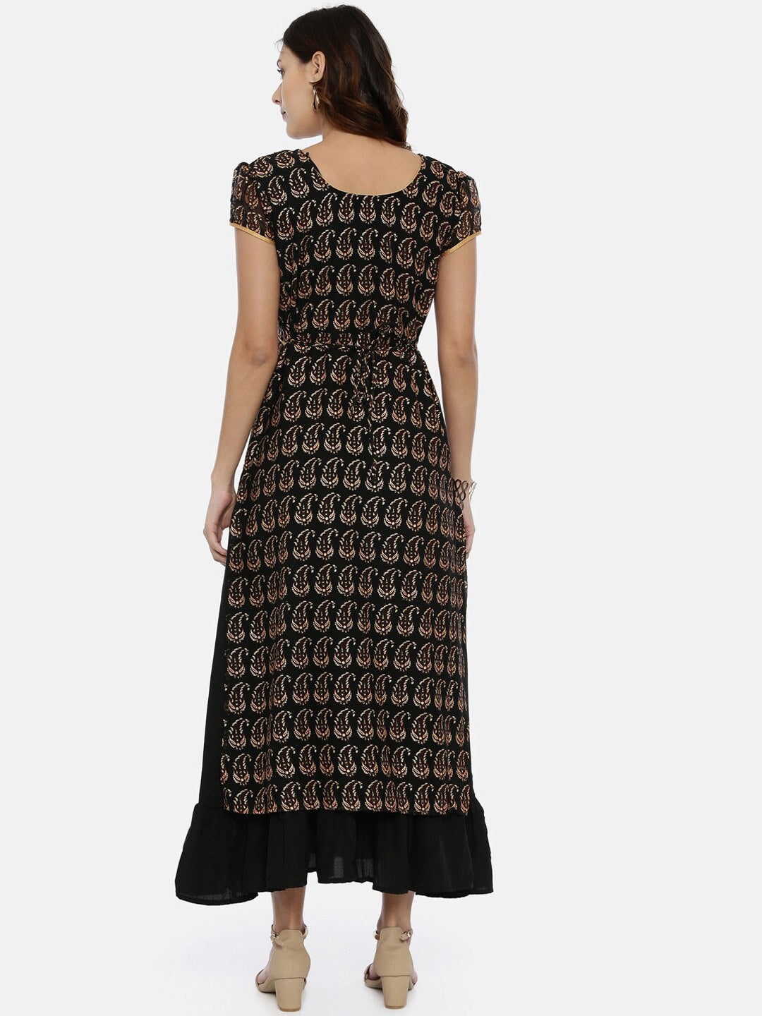 Souchii Black & Yellow Printed Maxi Dress | Grocsy