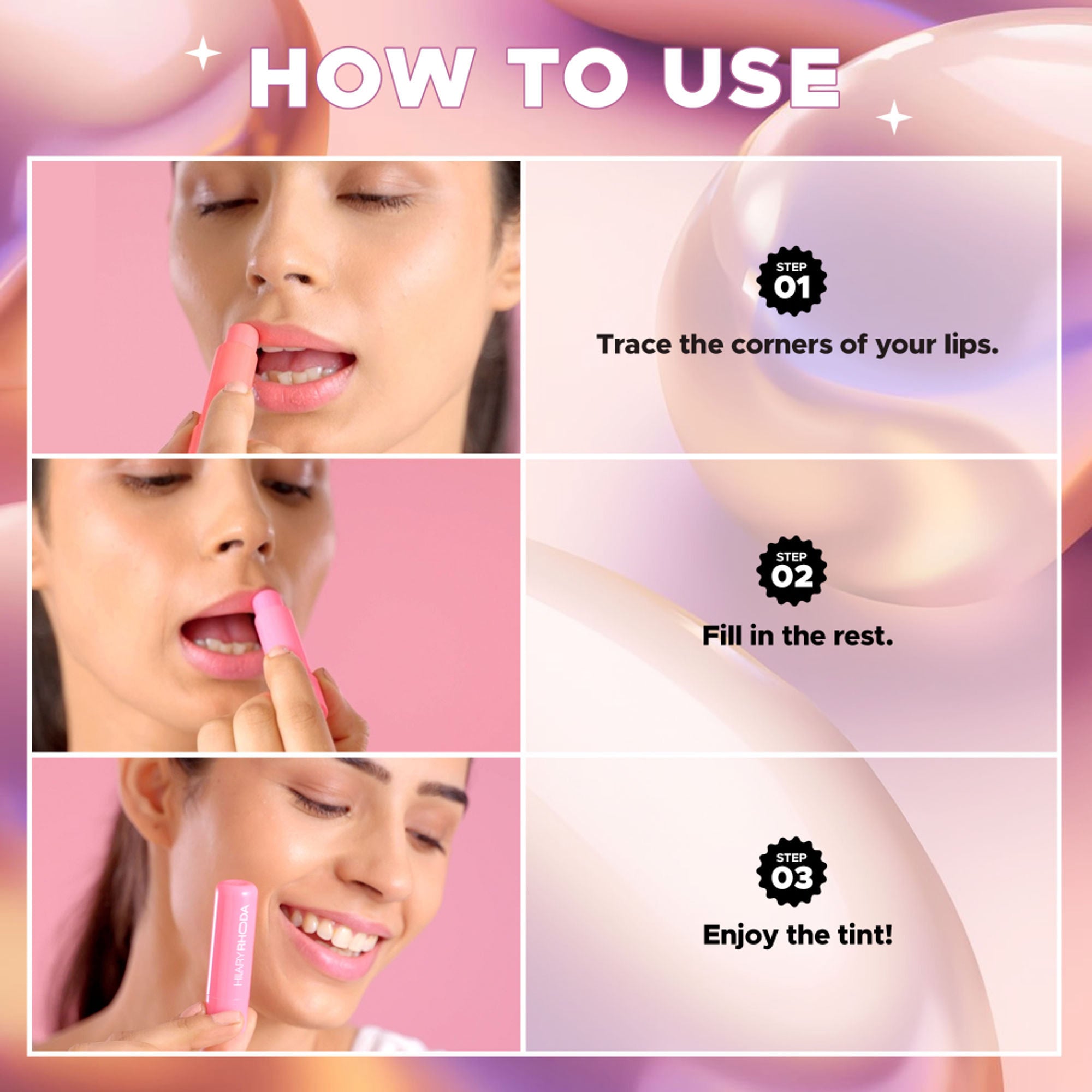 Hilary Rhoda Colour Splash Lip Balm With SPF 15 - Rose 01 | Grocsy