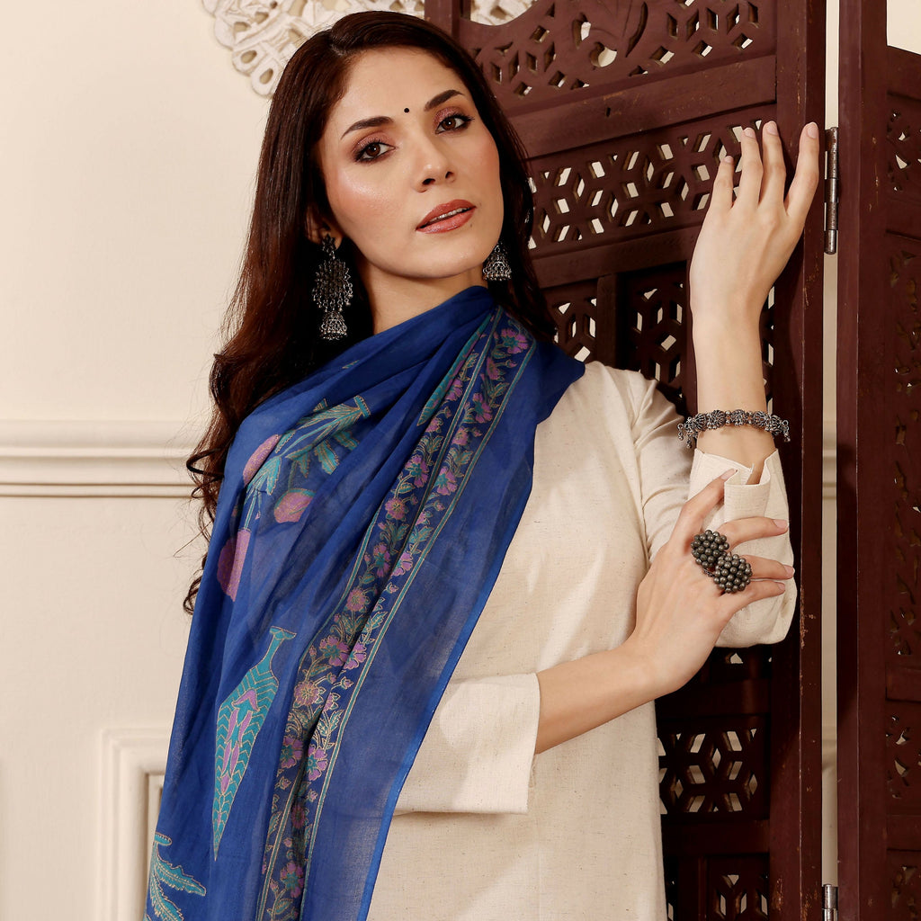 The52 Women's Gorgeous Solid Chanderi Silk Fabric Straight Kurta Pant and Dupatta Set | Grocsy