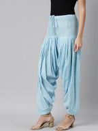 Souchii Blue & Gold-Coloured Woven Design Pure Cotton Patiala | Grocsy