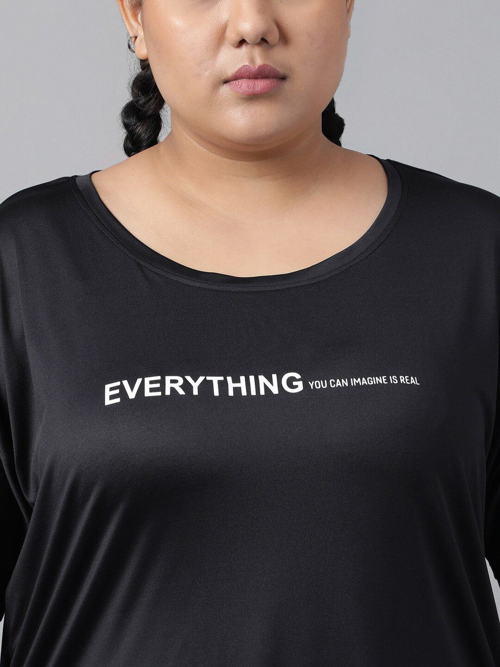 MKH Plus Size Relaxed Fit Typography Printed Drop Shoulder Sleeves Dri-Fit Sports T-shirt | Grocsy