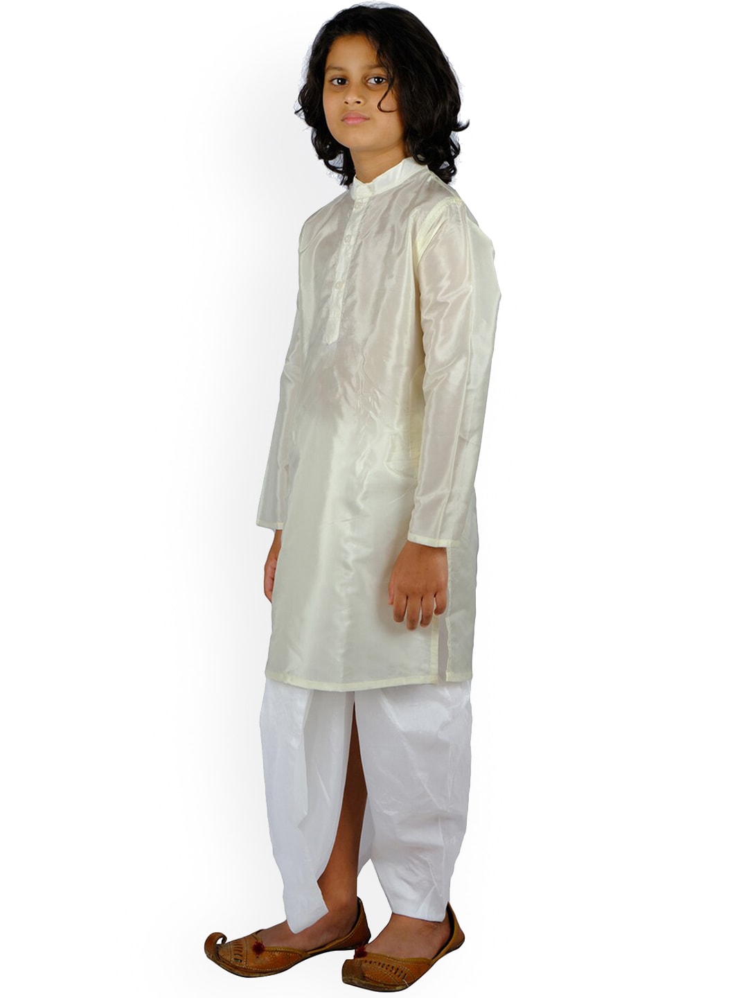 Sethukrishna Boys Cream-Coloured Striped Kurta with Pyjamas | Grocsy