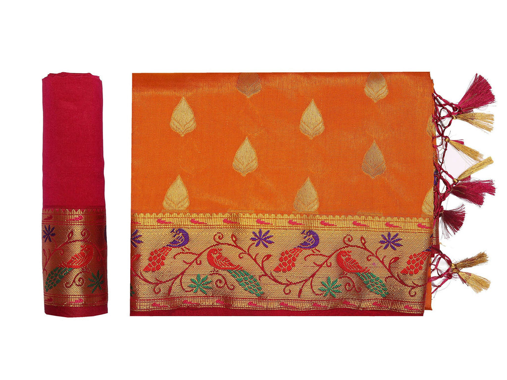 Mimosa Women's Paithani Art Silk Mustard Yellow Saree | Grocsy