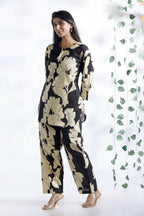 Breathables Black Floral Cotton Kurta & Pant Co-Ord Set | Grocsy
