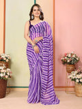 Purple Georgette Designer Printed Ready To Wear Saree - Elite | Grocsy
