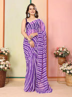 Purple Georgette Designer Printed Ready To Wear Saree - Elite | Grocsy