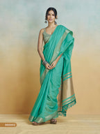 Anaita Mint Handloom Khadi Silk Zari Woven Work Saree With Blouse Piece | Grocsy