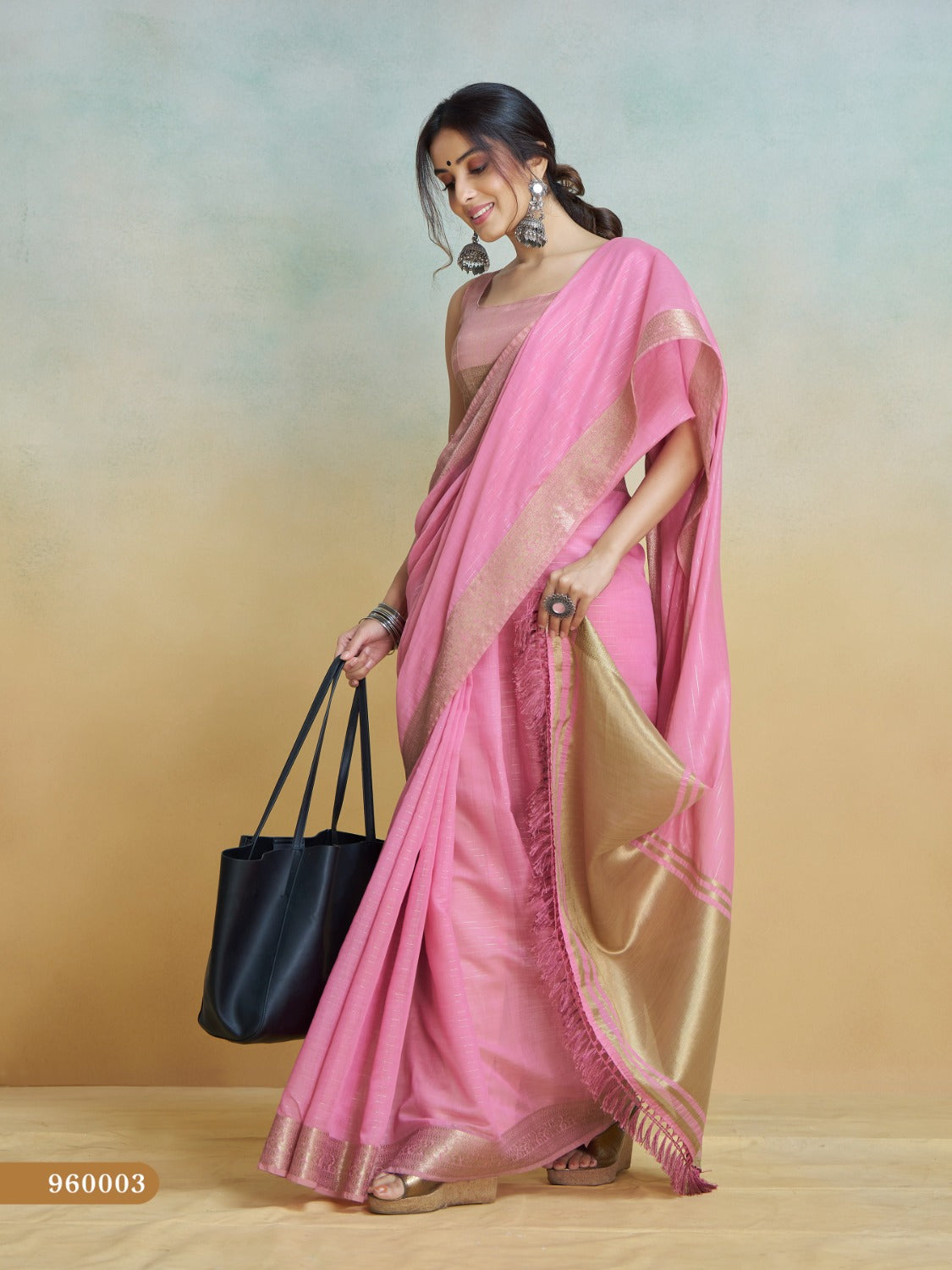 Anaita Pink Handloom Khadi Silk Zari Woven Work Saree With Blouse Piece | Grocsy