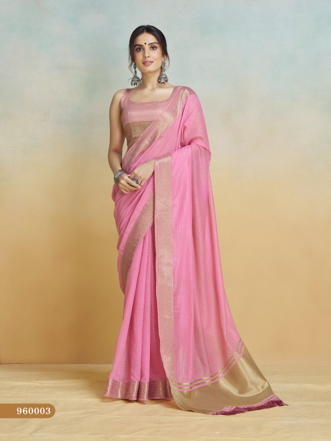 Anaita Pink Handloom Khadi Silk Zari Woven Work Saree With Blouse Piece | Grocsy