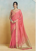 Anaita Red Handloom Khadi Silk Zari Woven Work Saree With Blouse Piece | Grocsy