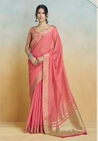 Anaita Red Handloom Khadi Silk Zari Woven Work Saree With Blouse Piece | Grocsy