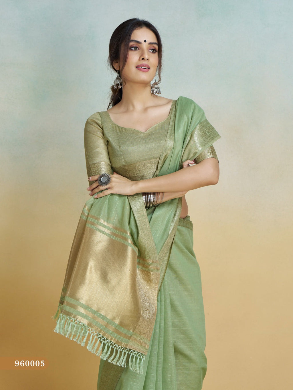 Anaita Olive Handloom Khadi Silk Zari Woven Work Saree With Blouse Piece | Grocsy