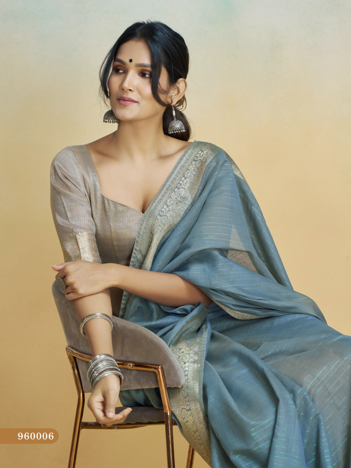 Anaita Blue Handloom Khadi Silk Zari Woven Work Saree With Blouse Piece | Grocsy