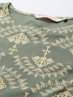 All About You Women Grey & Golden Ethnic Motifs Print Kurta with Trousers | Grocsy