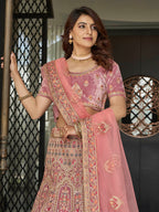 Myra Mauve Velvet Embroidered Designer Lehenga | Grocsy
