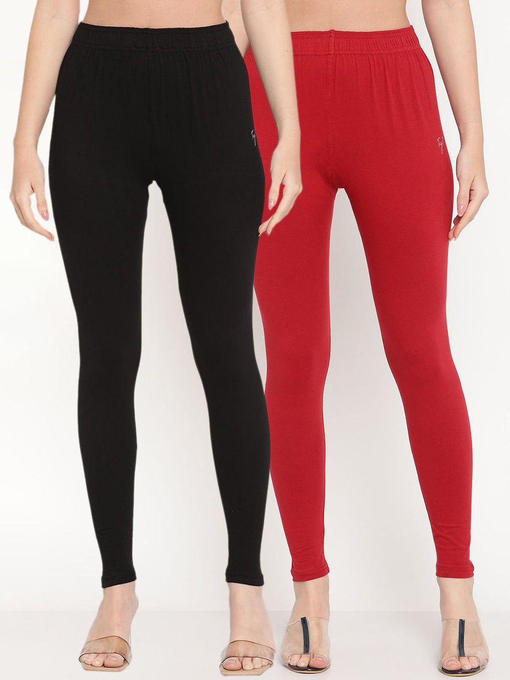 TAG 7 Women Pack Of 2 Solid Ankle-Length Leggings | Grocsy