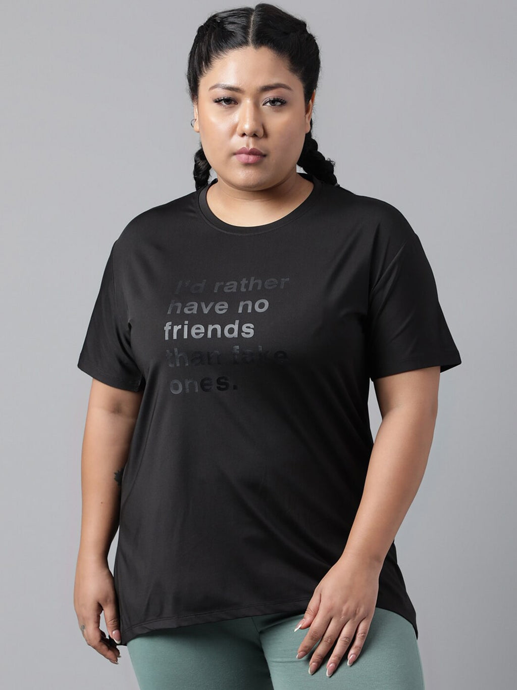 MKH Typography Printed Plus Size Drop Shoulder Sleeves Relaxed Fit Dri-FIT Sports T-shirt | Grocsy