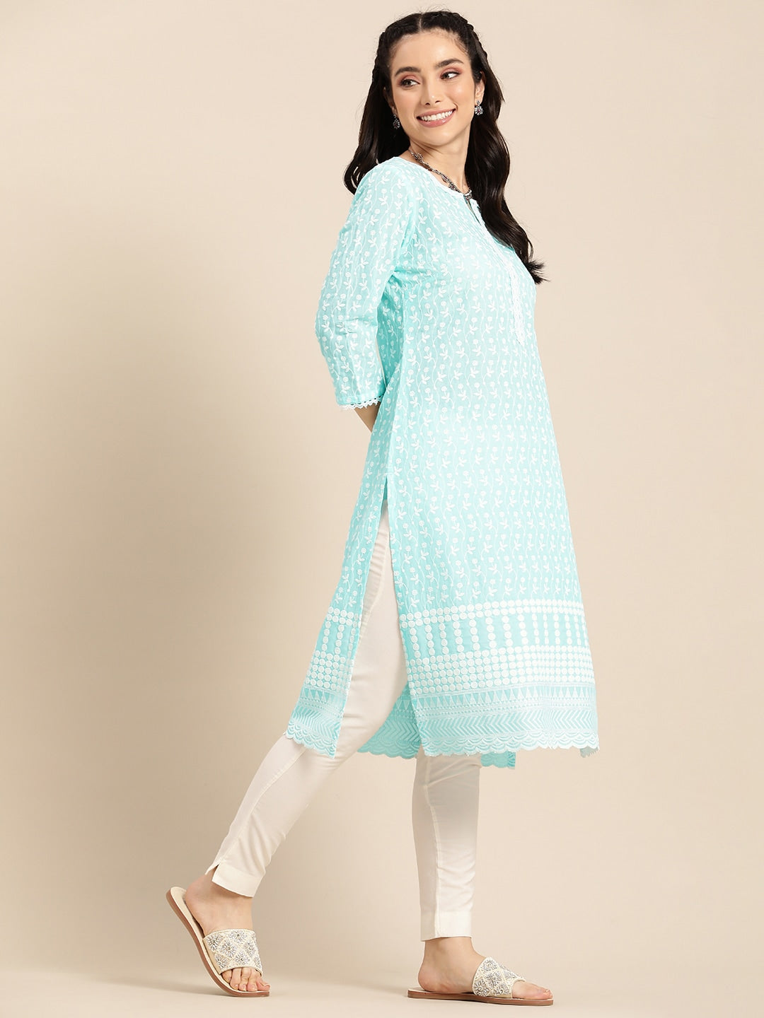 Sangria Women Ethnic Motifs Embroidered Kurta | Grocsy