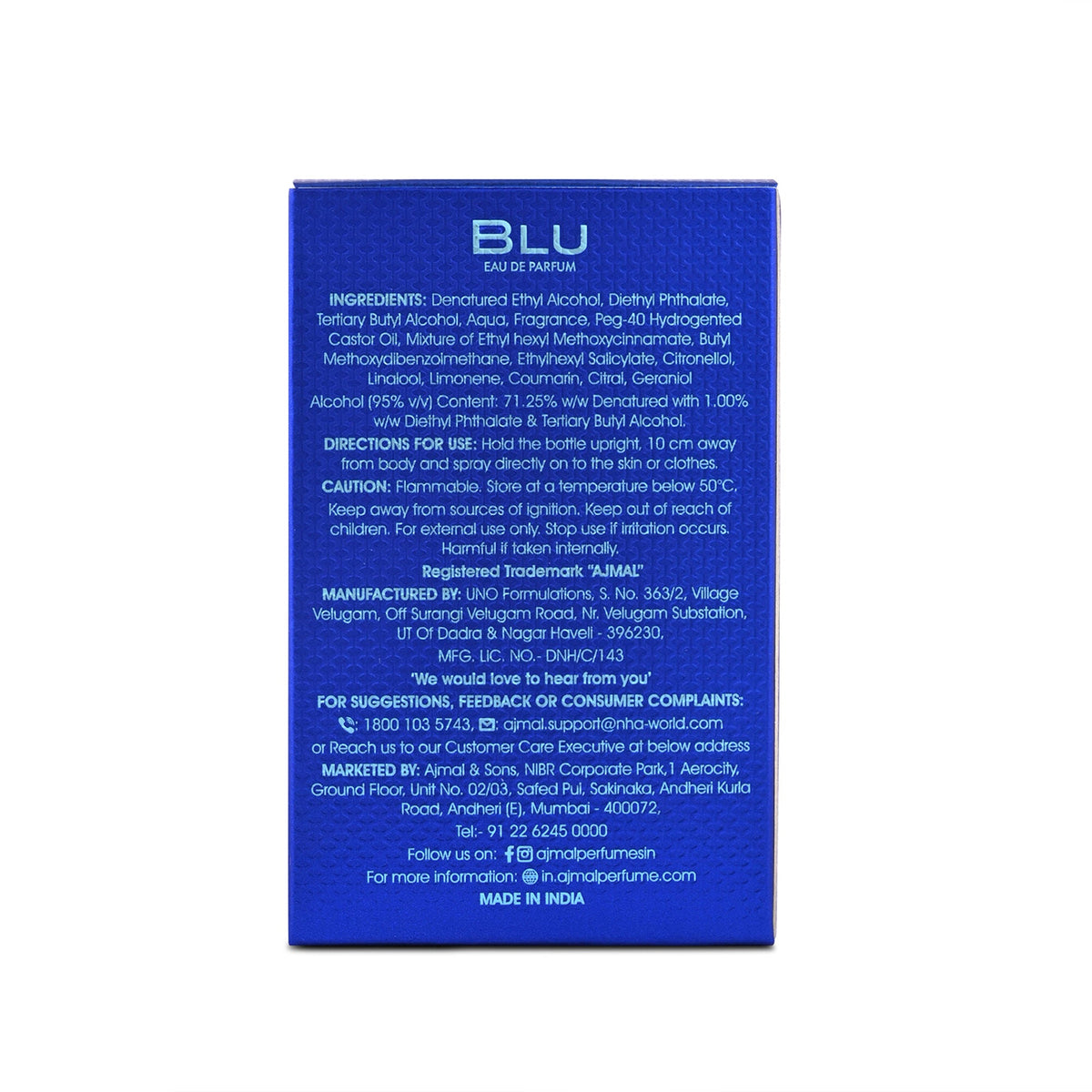 Ajmal India Blu Perfume For Men | Grocsy