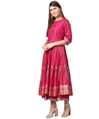 Juniper Women Fuchsia Shantoon Printed Layered Dress | Grocsy