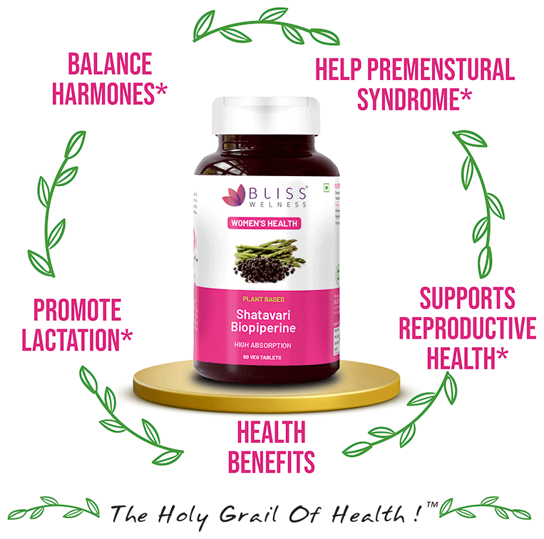 Bliss Welness Women's Wellness Shatavari Biopiperine Veg Tablet | Grocsy
