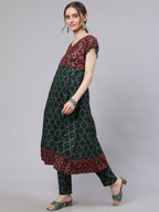 Aks Ethnic Motifs Printed Pure Cotton Anarkali Kurta | Grocsy