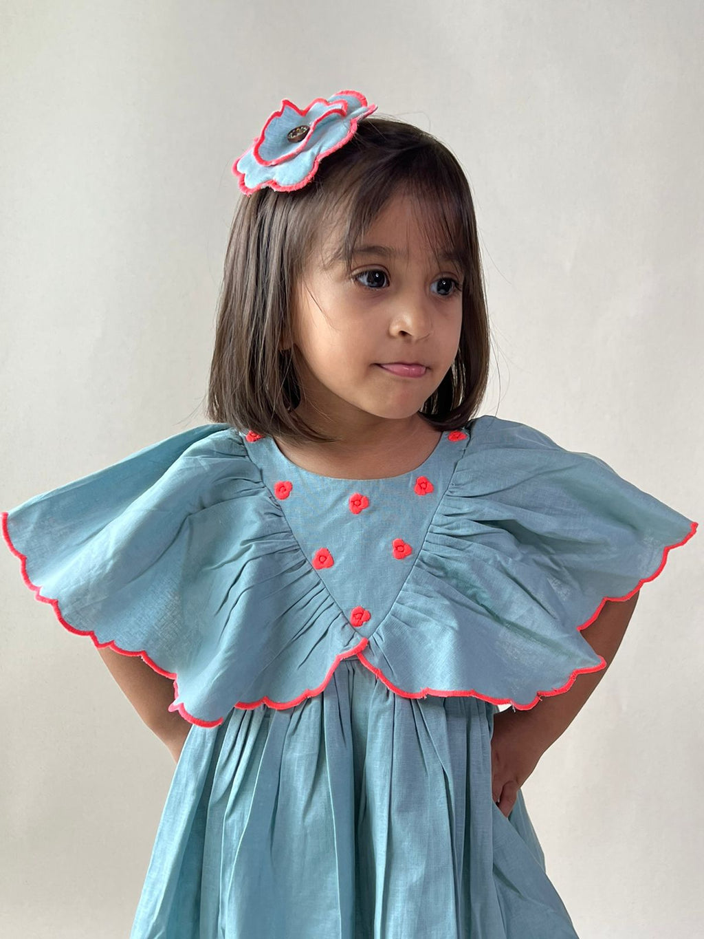 ArthLife Pale Blue Neon Embroidered Dress | Grocsy