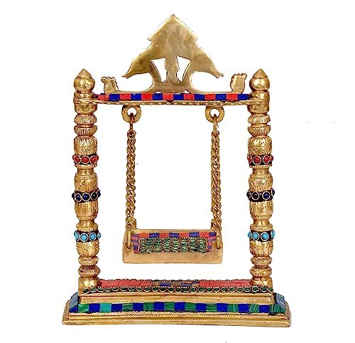 AONA Brass Swing Jhula for Ladoo Gopal Idol Krishna Statue | Grocsy